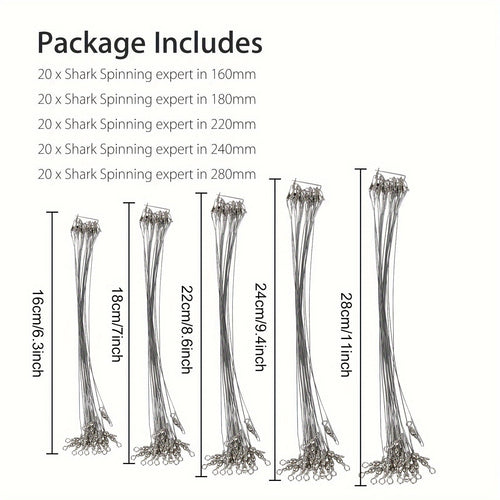100pcs Stainless Steel Fishing Leaders, Durable & Tangle-Free