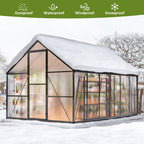 NETAJE 12'x8' Outdoor Greenhouse, Walk-in Polycarbonate Green House with Aluminum Frame for Backyard