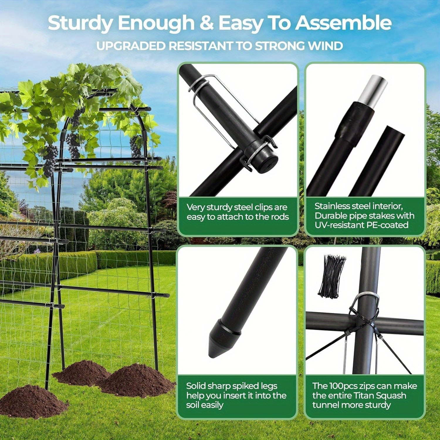 Garden Arch Trellis for Climbing Plants Outdoor, 82.67" Extra Tall