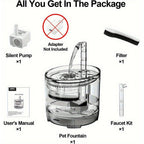 Cat And Dog Water Fountain1.5L Automatic Pet Drinking Fountain with Replacement Faucet Kit