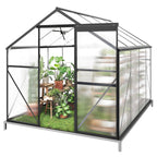 8x6 FT Outdoor Greenhouse, Easy Setup Polycarbonate Greenhouse with Adjustable Roof Vent, Sliding Door, and Durable Aluminum Frame for Backyard Gardening