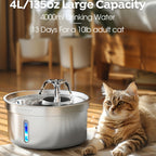 Cat Water Fountain Stainless Steel 304-1.1Gal/4L Cat Fountain For Drinking With 6 Replacement Filters