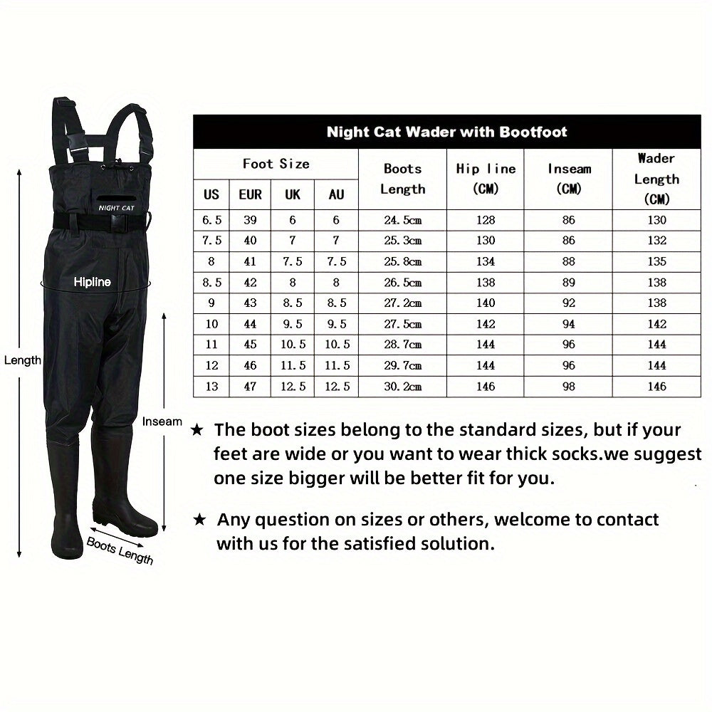Waders For Men And Women, Waterproof Chest Wader With Bootfoot Size 6 To 14