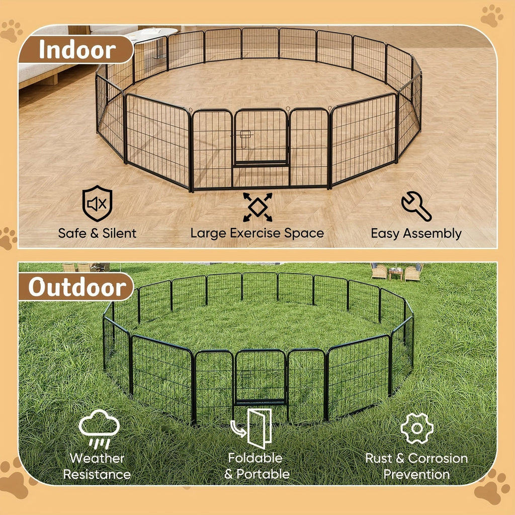 8/16 Panels Dog Playpen Fence for Indoor, Outdoor, Foldable & Portable 24 - 40 Inch Metal Dog Pen