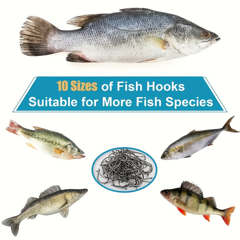 100-Piece Carbon Steel Fishing Hook Set