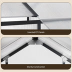 8x6 FT Outdoor Greenhouse, Easy Setup Polycarbonate Greenhouse with Adjustable Roof Vent, Sliding Door, and Durable Aluminum Frame for Backyard Gardening
