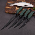 4pcs/Set Fish Cutting Fillet Knife, Non-stick Coating PP+TPR Soft Handle, Stainless Steel Fishing Knife Included Sheath