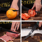 4pcs/Set Fish Cutting Fillet Knife, Non-stick Coating PP+TPR Soft Handle, Stainless Steel Fishing Knife Included Sheath