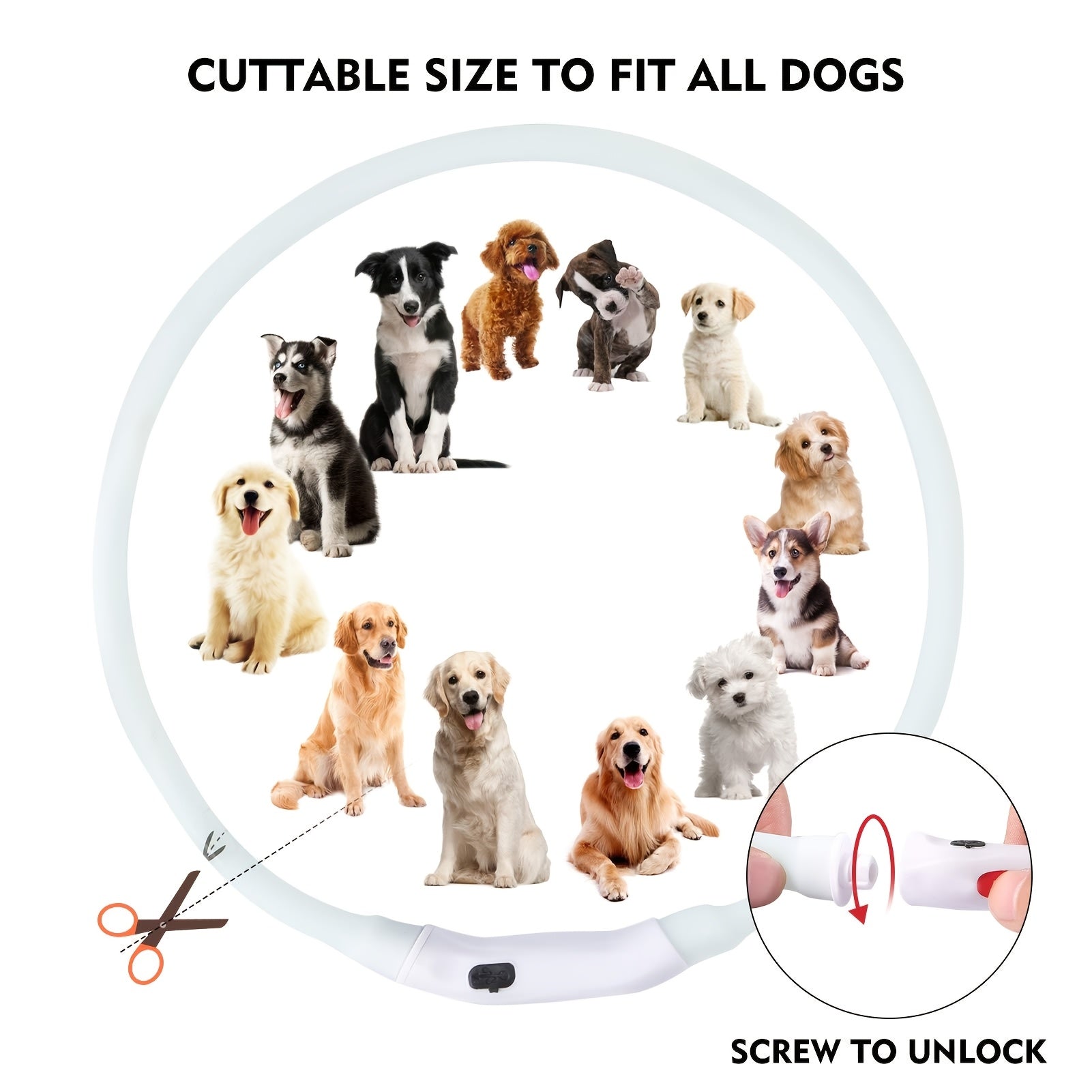 LED Cat Dog Collar, USB Rechargeable Flash Dog Necklace Light, Pet Safety Collar Makes Your Beloved Dogs Be Seen At Night