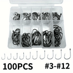 100-Piece Carbon Steel Fishing Hook Set