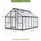 NETAJE 12'x8' Outdoor Greenhouse, Walk-in Polycarbonate Green House with Aluminum Frame for Backyard