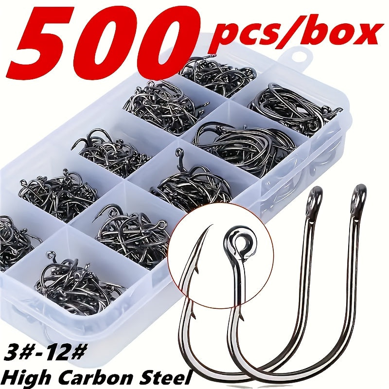100-Piece Carbon Steel Fishing Hook Set