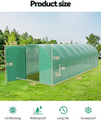 27x10x7 ft Wall in Greenhouse for Outdoor, Large Tunnel Garden House with Swing Door & 16 Mesh Windows, Reinforced Galvanized Steel Frame & Durable PE Cover, Grow Tent for Backyard, Patio