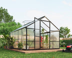 6x10 FT Greenhouse for Outdoors, Polycarbonate Greenhouse with Roof Vent, Ground Nails, Lockable Push Door, Aluminum Large Walk-in Green House for Outside Garden Backyard, Patio, Lawn, Black