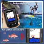 Portable Fish Finder Fishing Sonar Sounder 100M Depth Range 45 Degrees Sonar Coverage