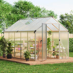 6x10 FT Greenhouse for Outdoors, Polycarbonate Greenhouse with Roof Vent, Ground Nails, Lockable Push Door, Aluminum Large Walk-in Green House for Outside Garden Backyard, Patio, Lawn, Black