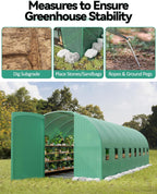 27x10x7 ft Wall in Greenhouse for Outdoor, Large Tunnel Garden House with Swing Door & 16 Mesh Windows, Reinforced Galvanized Steel Frame & Durable PE Cover, Grow Tent for Backyard, Patio