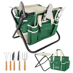 GardenHOME 7-Piece Gardening Tool Kit with Bag and Foldable Stool for All