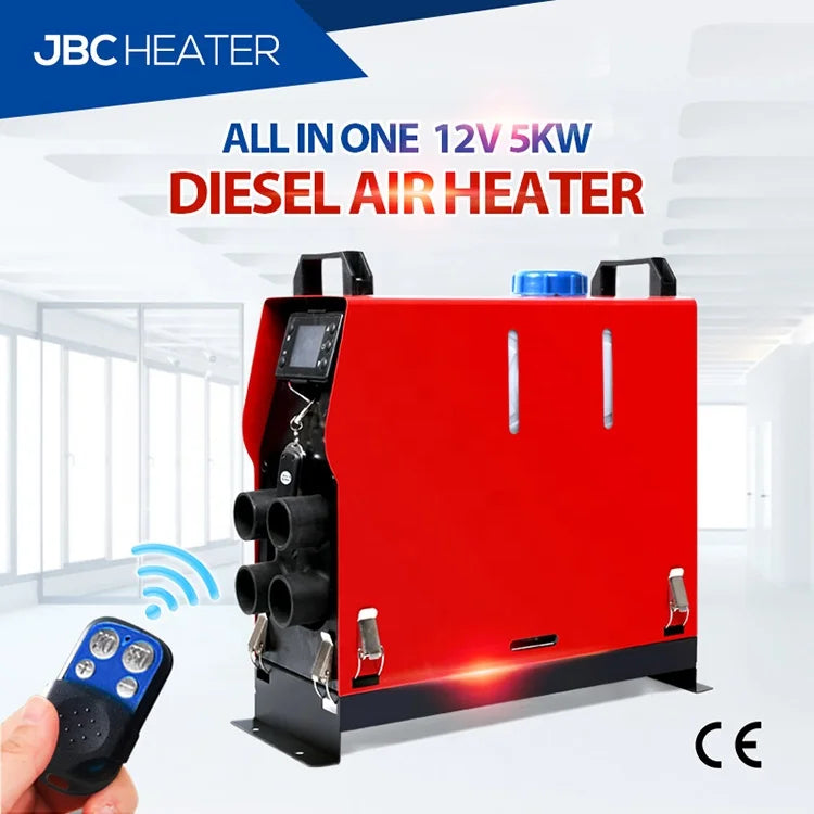LCD Digital Remote Control JBC Heater 12V/24V 5KW All-in-One Diesel Air Parking Heater for Cars Trucks RVs-CE & RoHS Certified