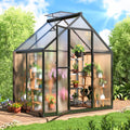 MUCHANT 10x12 FT Greenhouse for Outdoors, Walk-in Large Aluminum Frame Greenhouse with Quick Setup Structure and Roof Vent for Garden Backyard, Black