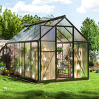 MUCHANT 10x12 FT Greenhouse for Outdoors, Walk-in Large Aluminum Frame Greenhouse with Quick Setup Structure and Roof Vent for Garden Backyard, Black