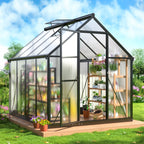 MUCHANT 10x12 FT Greenhouse for Outdoors, Walk-in Large Aluminum Frame Greenhouse with Quick Setup Structure and Roof Vent for Garden Backyard, Black