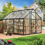MUCHANT 10x12 FT Greenhouse for Outdoors, Walk-in Large Aluminum Frame Greenhouse with Quick Setup Structure and Roof Vent for Garden Backyard, Black