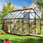 NETAJE 12'x8' Outdoor Greenhouse, Walk-in Polycarbonate Green House with Aluminum Frame for Backyard