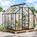 NETAJE 12'x8' Outdoor Greenhouse, Walk-in Polycarbonate Green House with Aluminum Frame for Backyard
