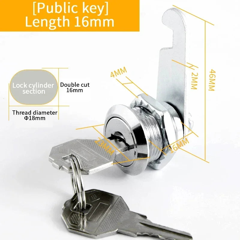 5/20 Sets Security Lock Metal Cylinder Cabinet Locker Cam Lock With Keys Security Mailbox Lock Drawer 16mm/20MM/25MM/30MM