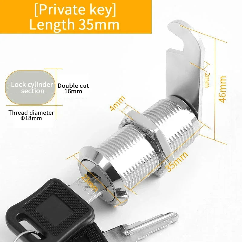 5/20 Sets Security Lock Metal Cylinder Cabinet Locker Cam Lock With Keys Security Mailbox Lock Drawer 16mm/20MM/25MM/30MM