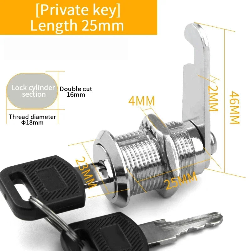 5/20 Sets Security Lock Metal Cylinder Cabinet Locker Cam Lock With Keys Security Mailbox Lock Drawer 16mm/20MM/25MM/30MM