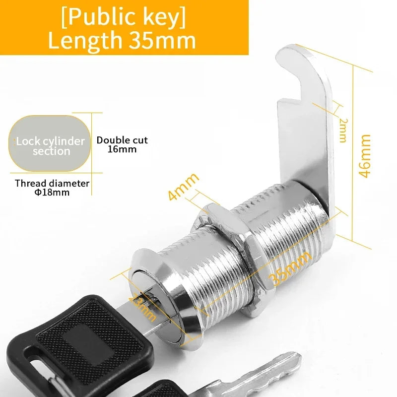 5/20 Sets Security Lock Metal Cylinder Cabinet Locker Cam Lock With Keys Security Mailbox Lock Drawer 16mm/20MM/25MM/30MM