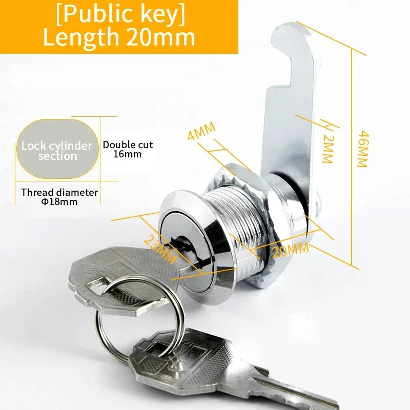 5/20 Sets Security Lock Metal Cylinder Cabinet Locker Cam Lock With Keys Security Mailbox Lock Drawer 16mm/20MM/25MM/30MM
