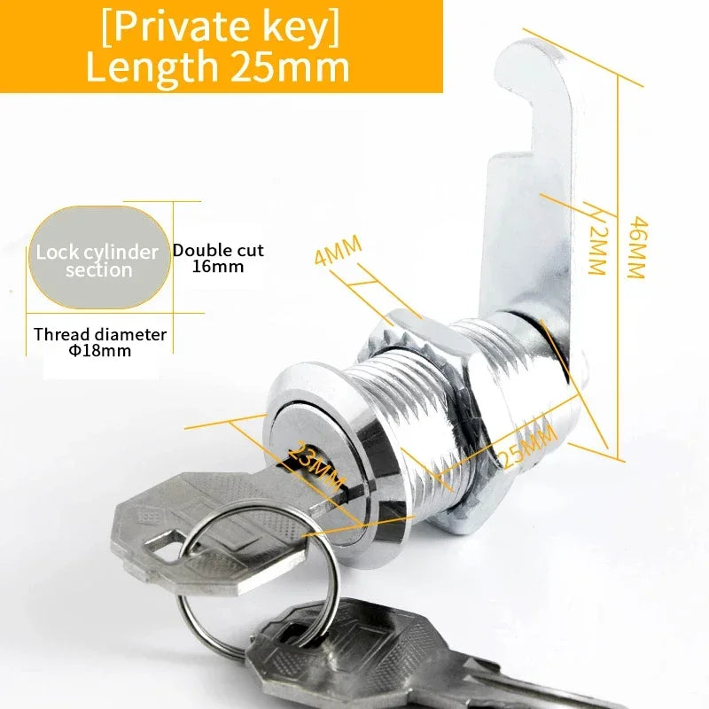 5/20 Sets Security Lock Metal Cylinder Cabinet Locker Cam Lock With Keys Security Mailbox Lock Drawer 16mm/20MM/25MM/30MM