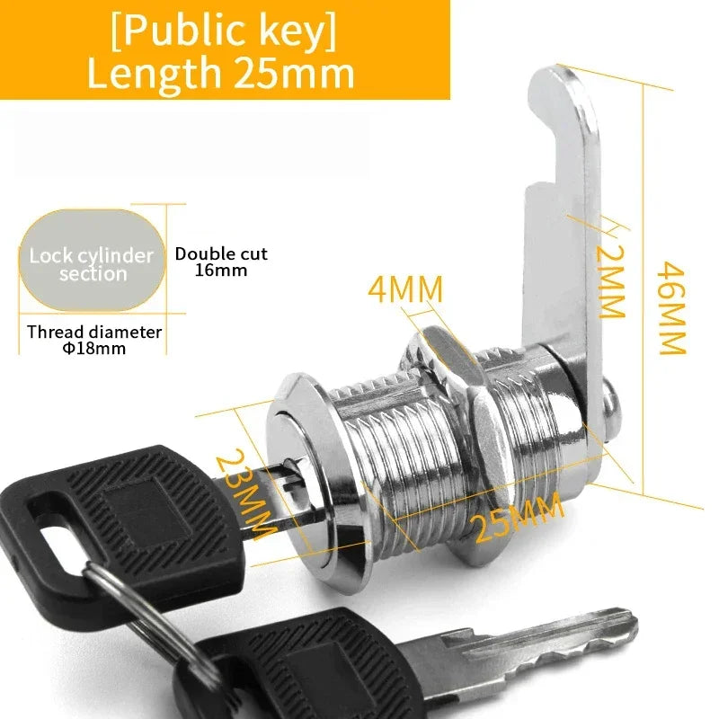 5/20 Sets Security Lock Metal Cylinder Cabinet Locker Cam Lock With Keys Security Mailbox Lock Drawer 16mm/20MM/25MM/30MM