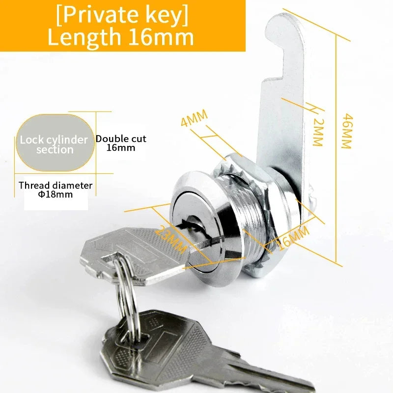 5/20 Sets Security Lock Metal Cylinder Cabinet Locker Cam Lock With Keys Security Mailbox Lock Drawer 16mm/20MM/25MM/30MM