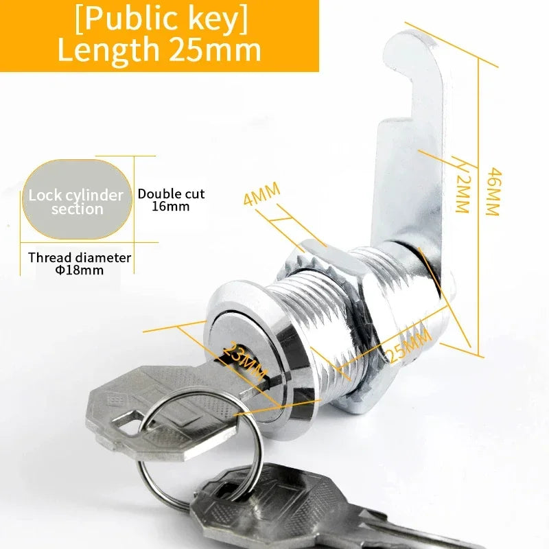 5/20 Sets Security Lock Metal Cylinder Cabinet Locker Cam Lock With Keys Security Mailbox Lock Drawer 16mm/20MM/25MM/30MM