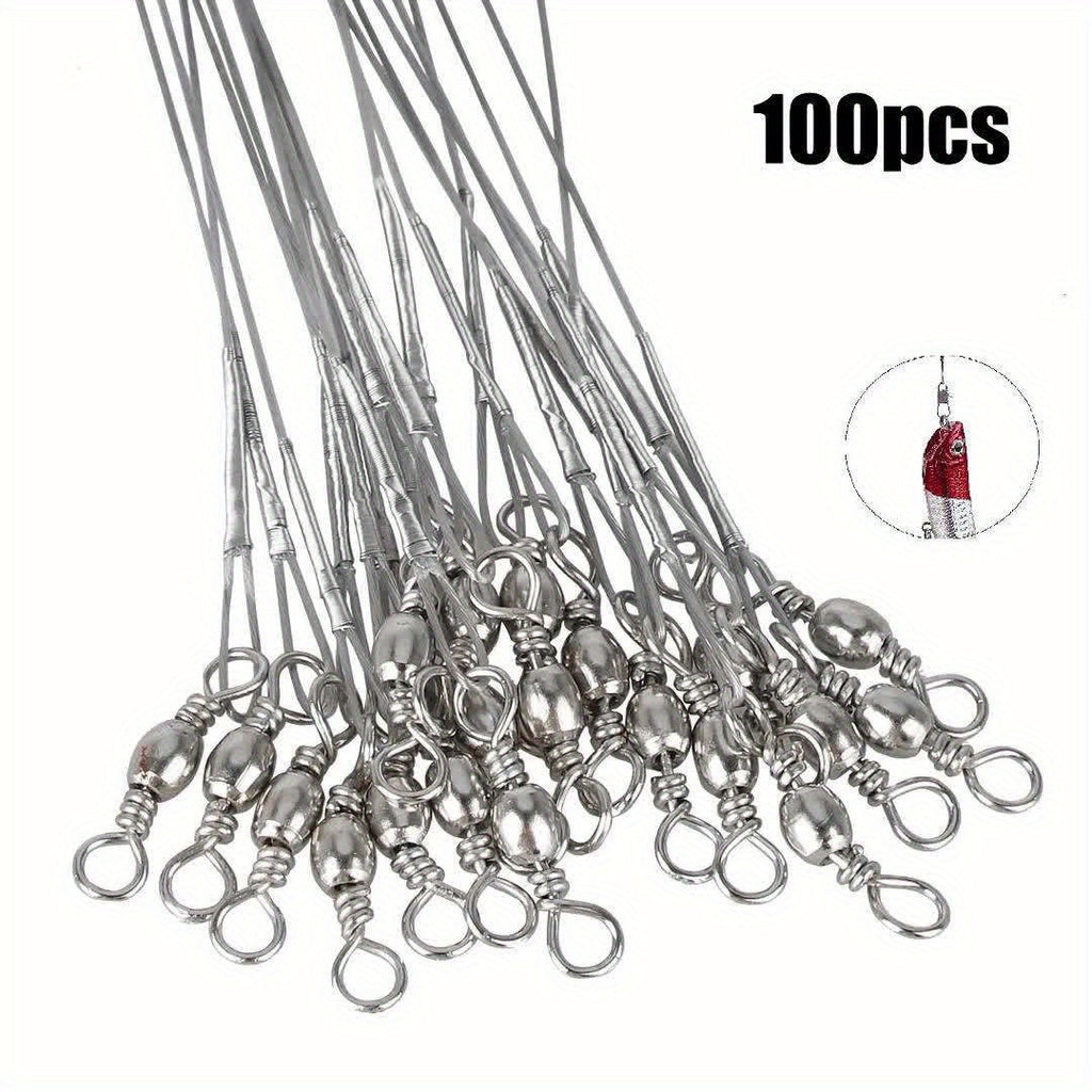 100pcs Stainless Steel Fishing Leaders, Durable & Tangle-Free