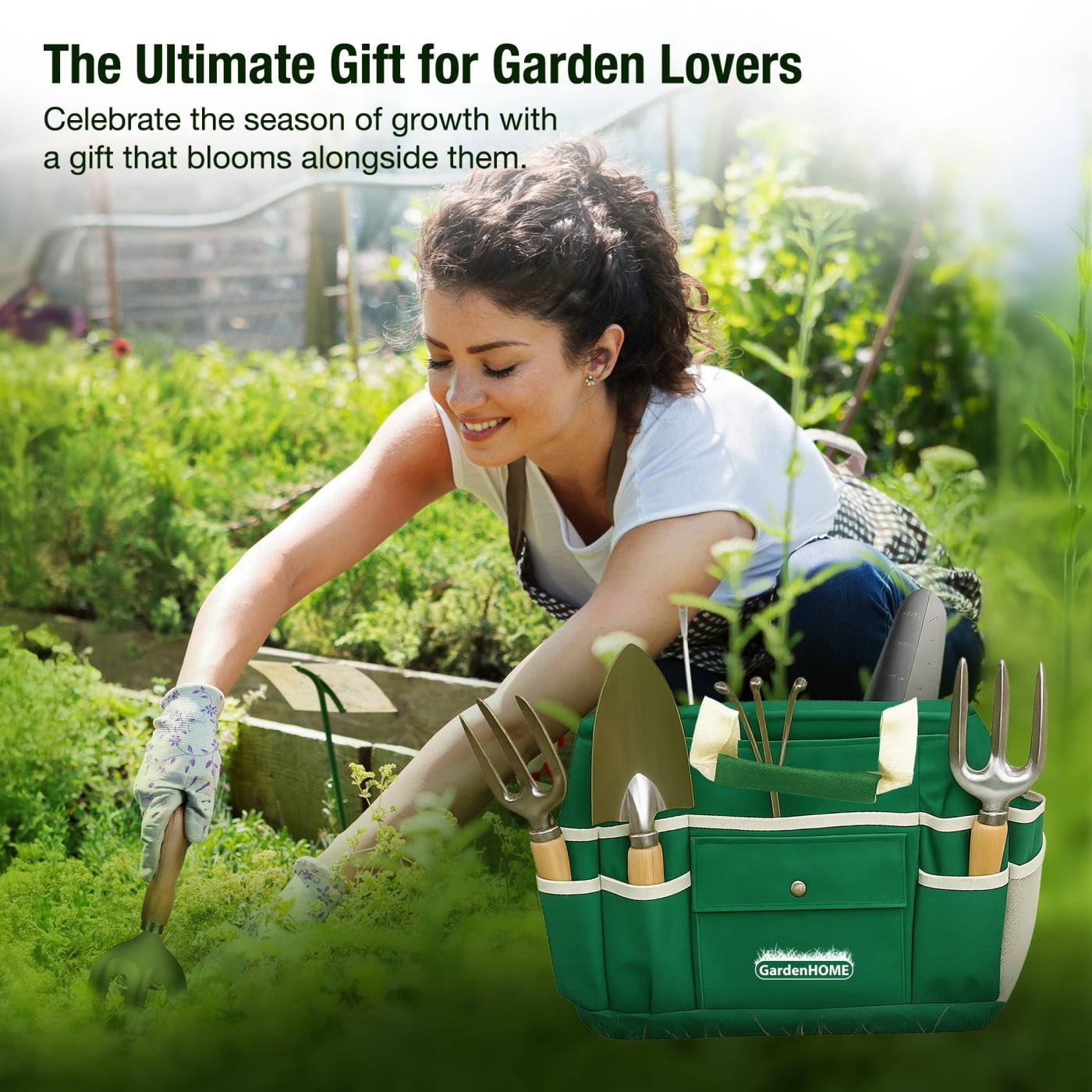GardenHOME 7-Piece Gardening Tool Kit with Bag and Foldable Stool for All