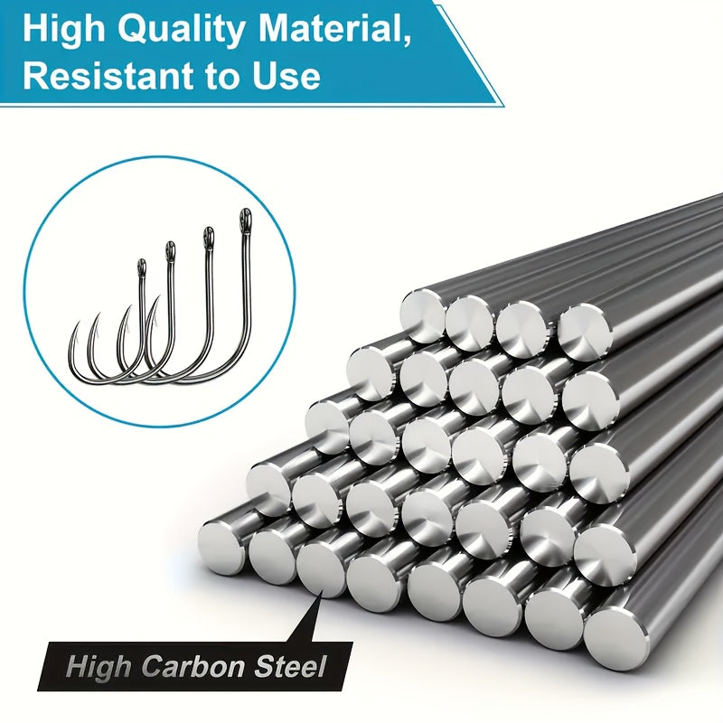 100-Piece Carbon Steel Fishing Hook Set