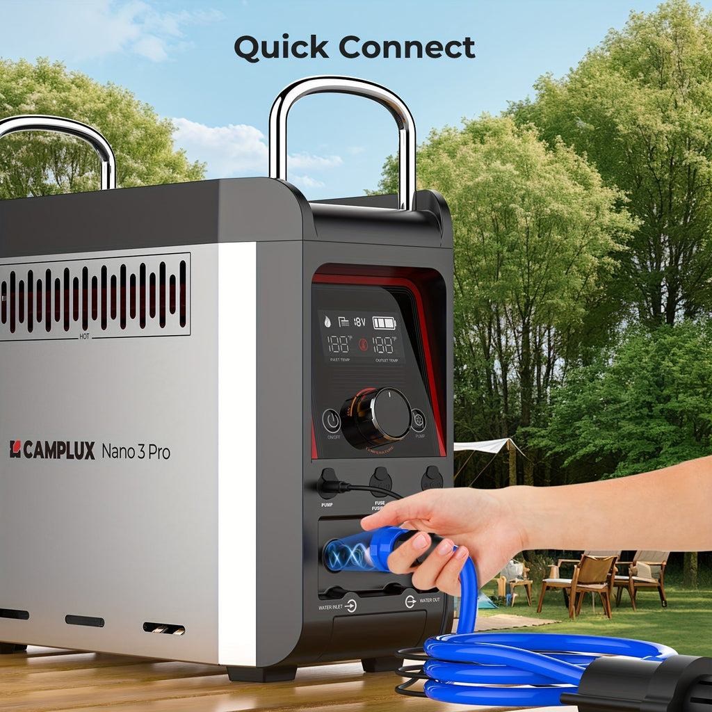 Portable Propane Water Heater & Shower Pump with Built-in 4000mAh Battery – Lightweight, Compact Design, Includes Flexible Charging Options