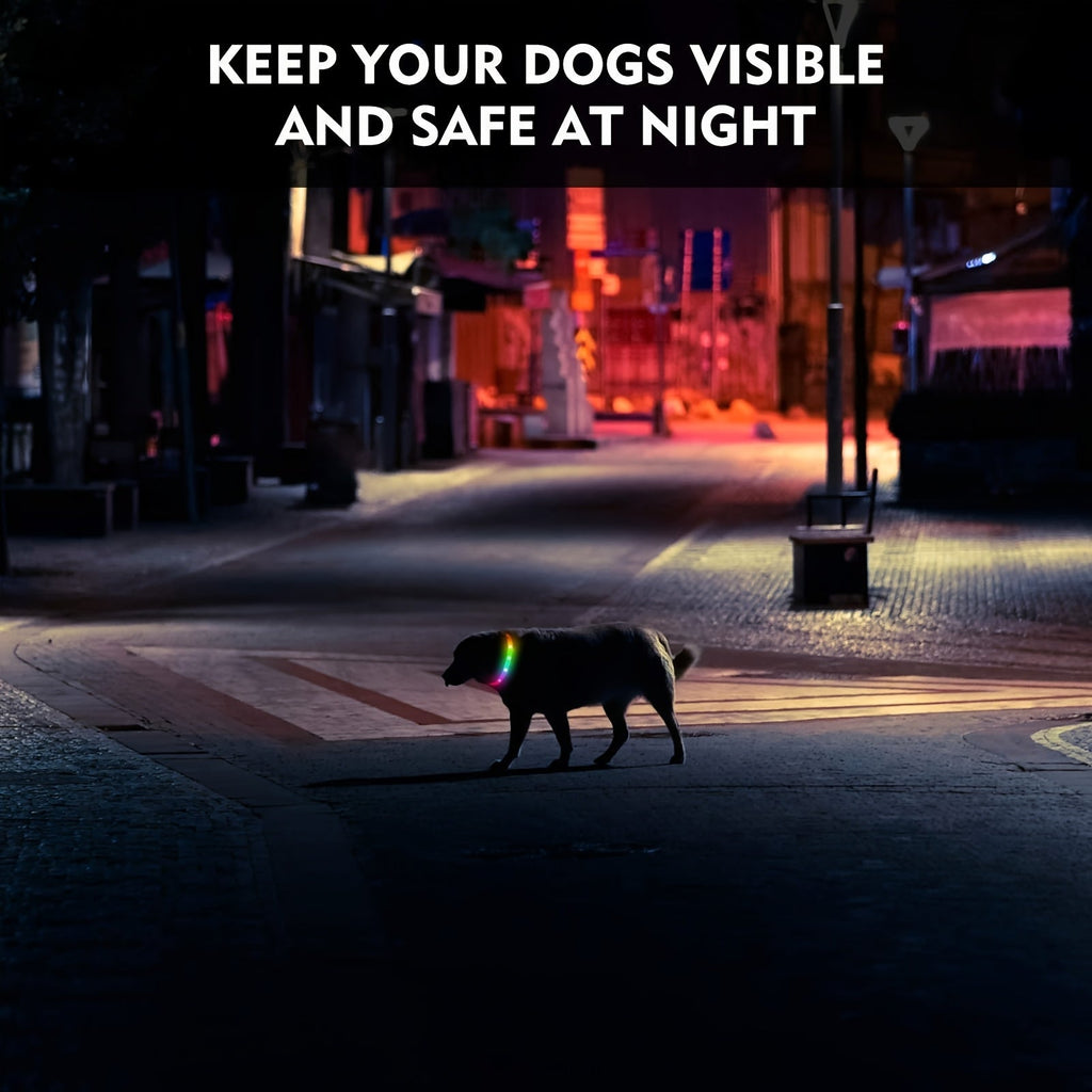 LED Cat Dog Collar, USB Rechargeable Flash Dog Necklace Light, Pet Safety Collar Makes Your Beloved Dogs Be Seen At Night