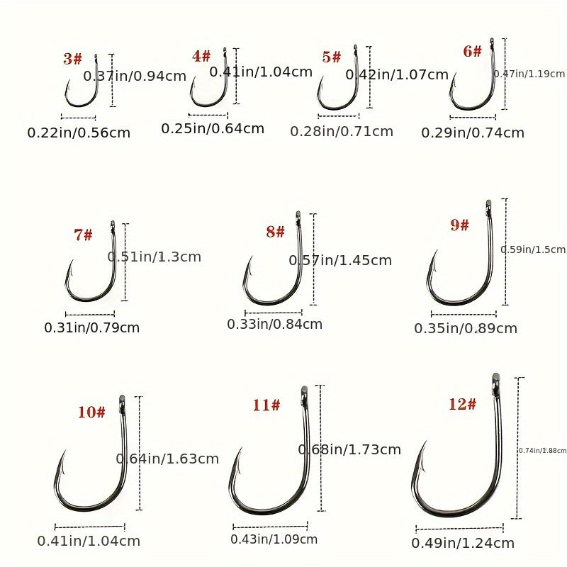 100-Piece Carbon Steel Fishing Hook Set