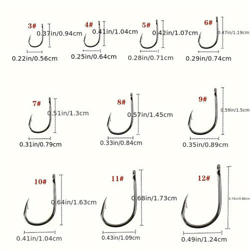 100-Piece Carbon Steel Fishing Hook Set